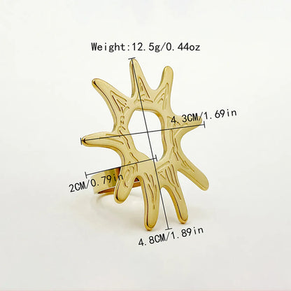 Wholesale Jewelry IG Style Exaggerated Tropical Sun 304 Stainless Steel 14K Gold Plated Plating Hollow Out Open Rings