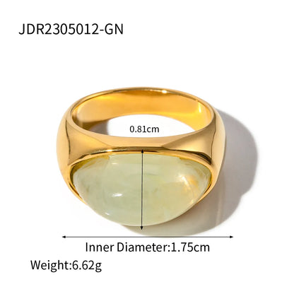 Wholesale Jewelry IG Style Flat 316 Stainless Steel  Resin 18K Gold Plated Plating Transparent Inlay Rings