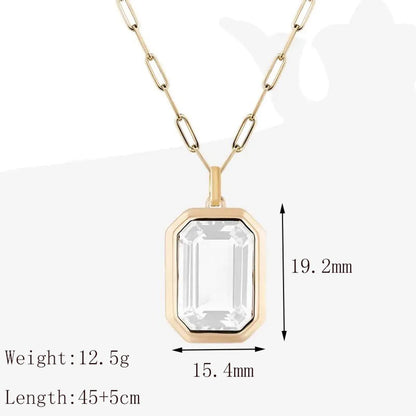 Wholesale Jewelry IG Style French Style Classic Style Square 304 Stainless Steel Zircon Inlay Pendant Necklace