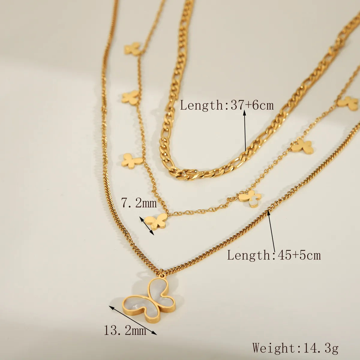 Wholesale Jewelry IG Style French Style Commute Heart Shape Flower Butterfly 304 Stainless Steel Acrylic 18K Gold Plated Inlay Layered Necklaces