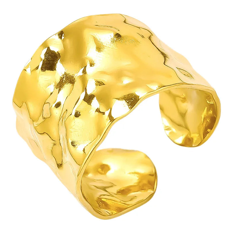 Wholesale Jewelry IG Style French Style Geometric 304 Stainless Steel 18K Gold Plated Irregular Polishing Open Rings