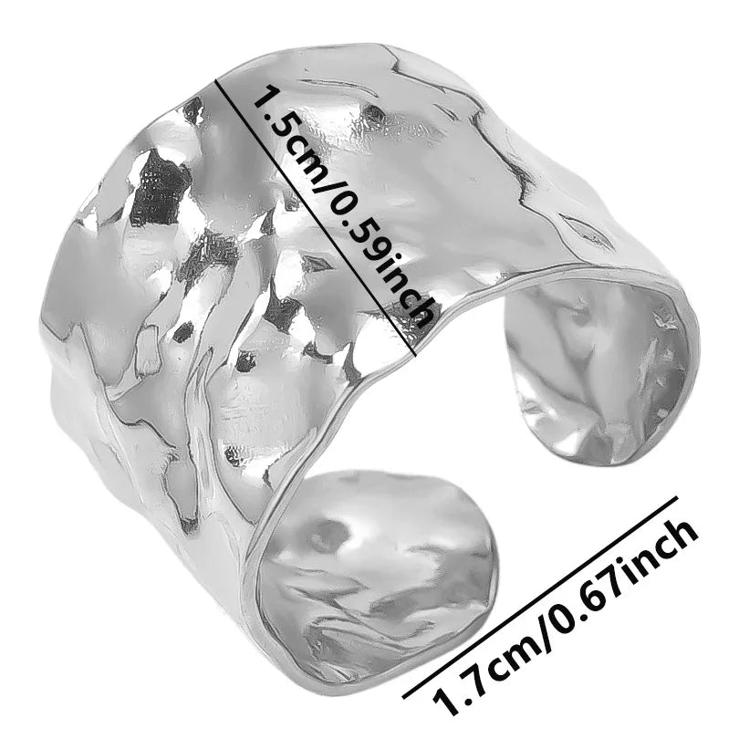 Wholesale Jewelry IG Style French Style Geometric 304 Stainless Steel 18K Gold Plated Irregular Polishing Open Rings