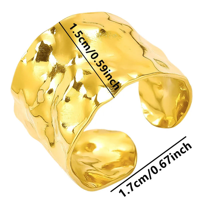 Wholesale Jewelry IG Style French Style Geometric 304 Stainless Steel 18K Gold Plated Irregular Polishing Open Rings