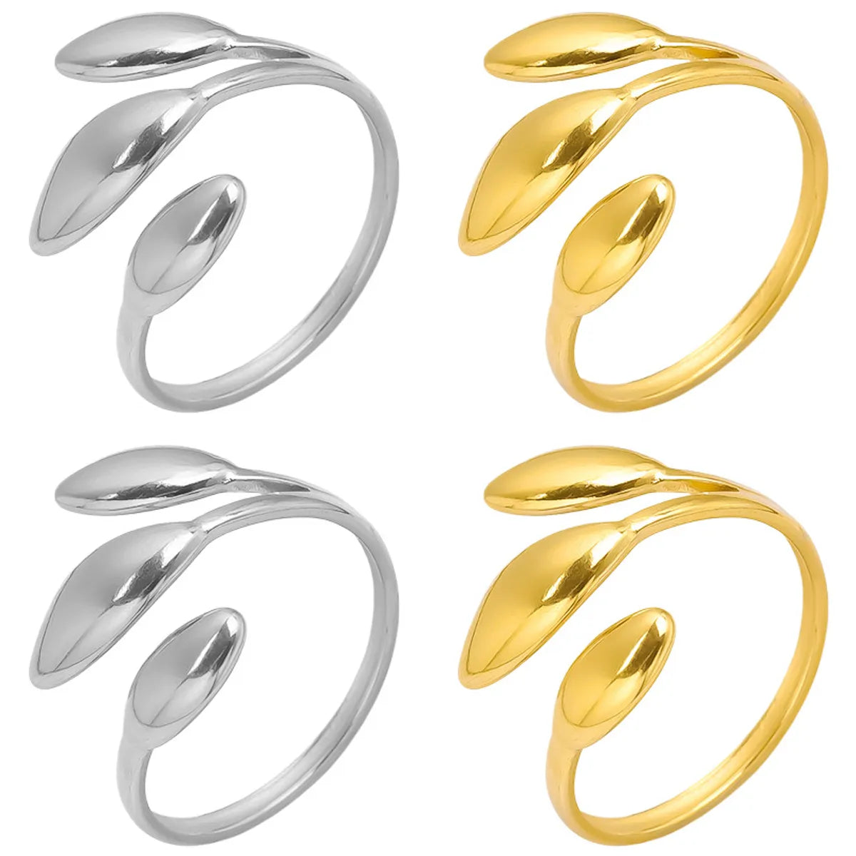 Wholesale Jewelry IG Style French Style Geometric 304 Stainless Steel 18K Gold Plated Irregular Polishing Open Rings