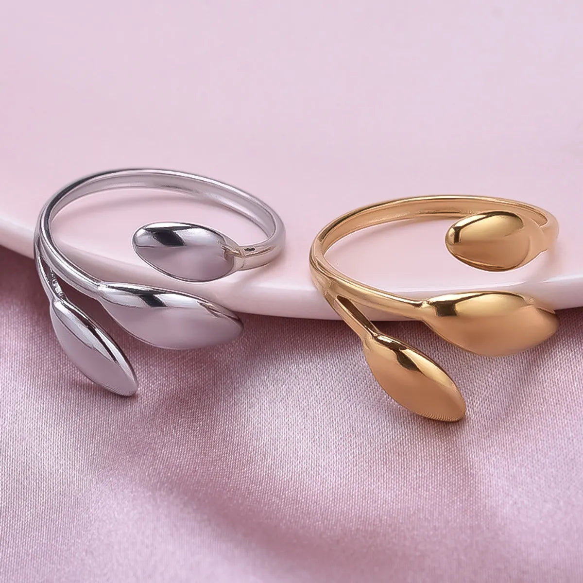 Wholesale Jewelry IG Style French Style Geometric 304 Stainless Steel 18K Gold Plated Irregular Polishing Open Rings