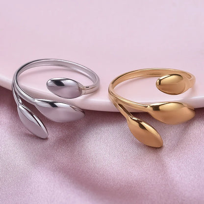 Wholesale Jewelry IG Style French Style Geometric 304 Stainless Steel 18K Gold Plated Irregular Polishing Open Rings