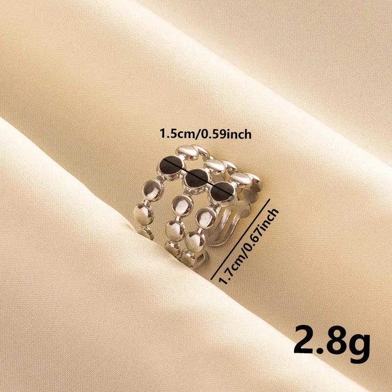 Wholesale Jewelry IG Style French Style Geometric Round 304 Stainless Steel 18K Gold Plated Polishing Enamel Open Rings