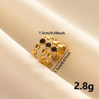 Wholesale Jewelry IG Style French Style Geometric Round 304 Stainless Steel 18K Gold Plated Polishing Enamel Open Rings