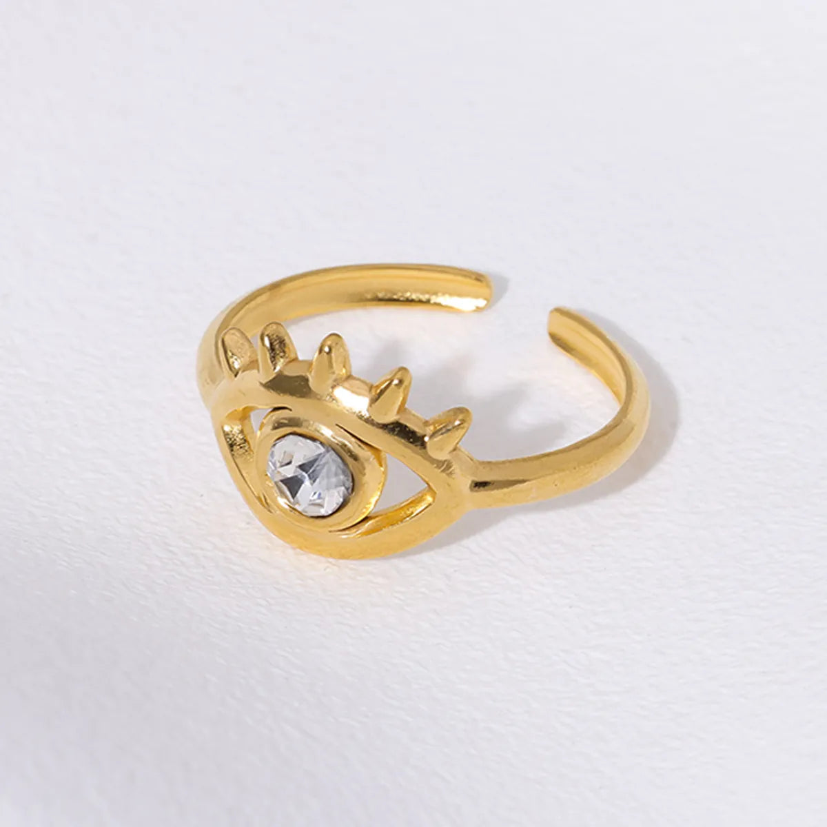 Wholesale Jewelry IG Style French Style Modern Style Devil'S Eye Eye 304 Stainless Steel Artificial Rhinestones 18K Gold Plated Inlay Open Rings