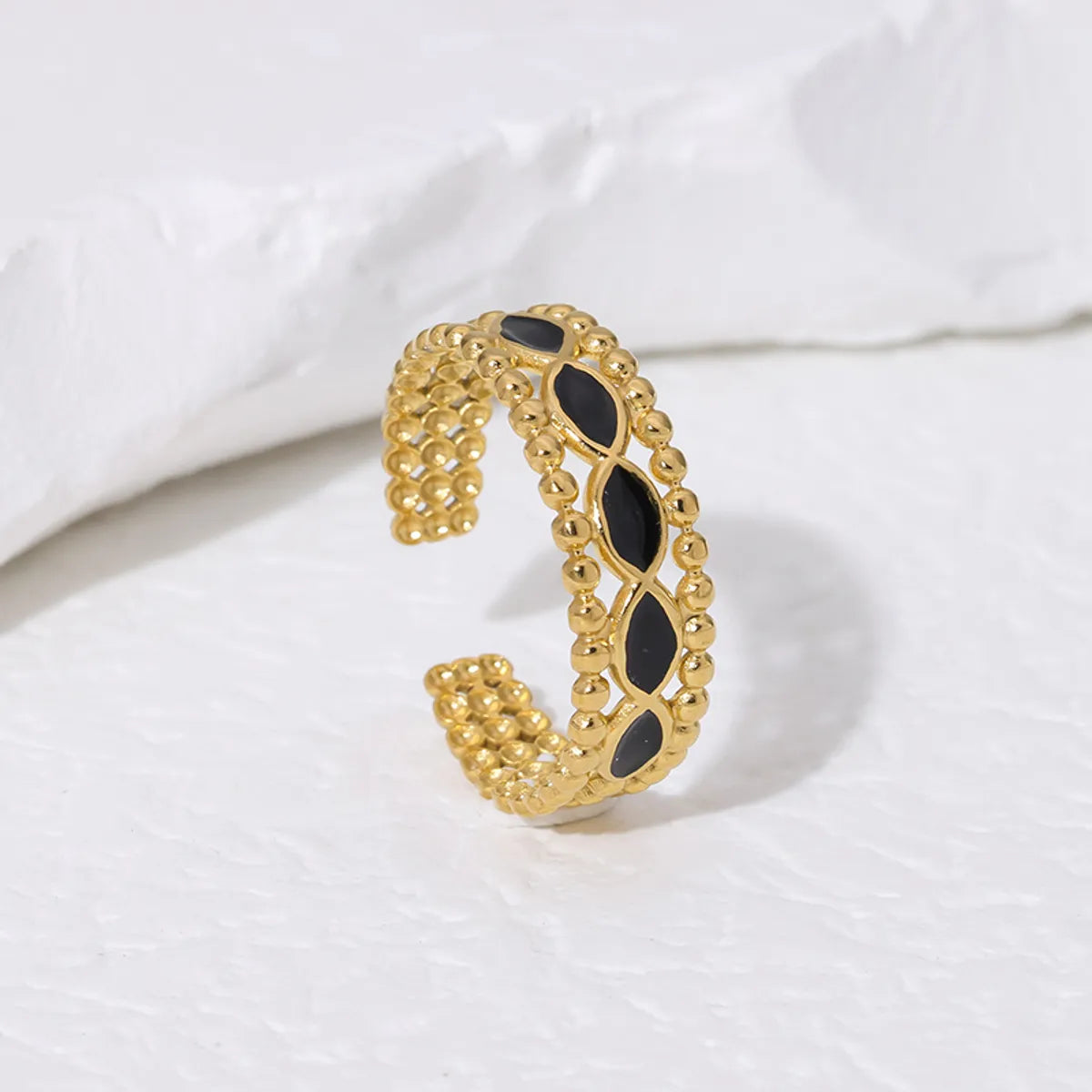 Wholesale Jewelry IG Style French Style Modern Style Geometric 304 Stainless Steel 18K Gold Plated Enamel Hollow Out Open Rings