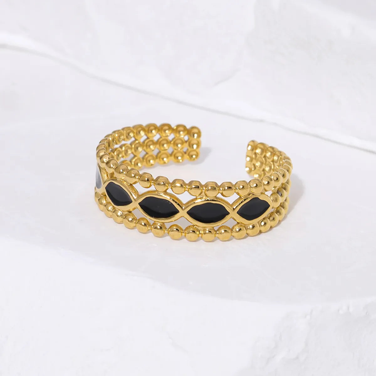 Wholesale Jewelry IG Style French Style Modern Style Geometric 304 Stainless Steel 18K Gold Plated Enamel Hollow Out Open Rings