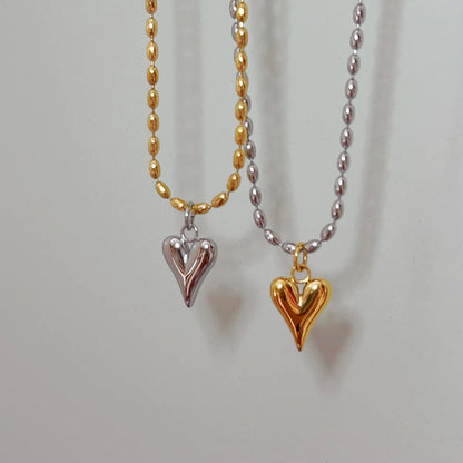 Wholesale Jewelry IG Style French Style Sweet Heart Shape Solid Color 304 Stainless Steel 18K Gold Plated Pendant Necklace