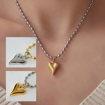 Wholesale Jewelry IG Style French Style Sweet Heart Shape Solid Color 304 Stainless Steel 18K Gold Plated Pendant Necklace