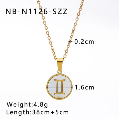 Wholesale Jewelry IG Style Geometric Constellation Titanium Steel Seashells Plating Inlay Pendant Necklace