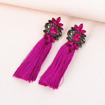 1 Pair Ig Style Glam Flower Inlay Alloy Glass Drop Earrings