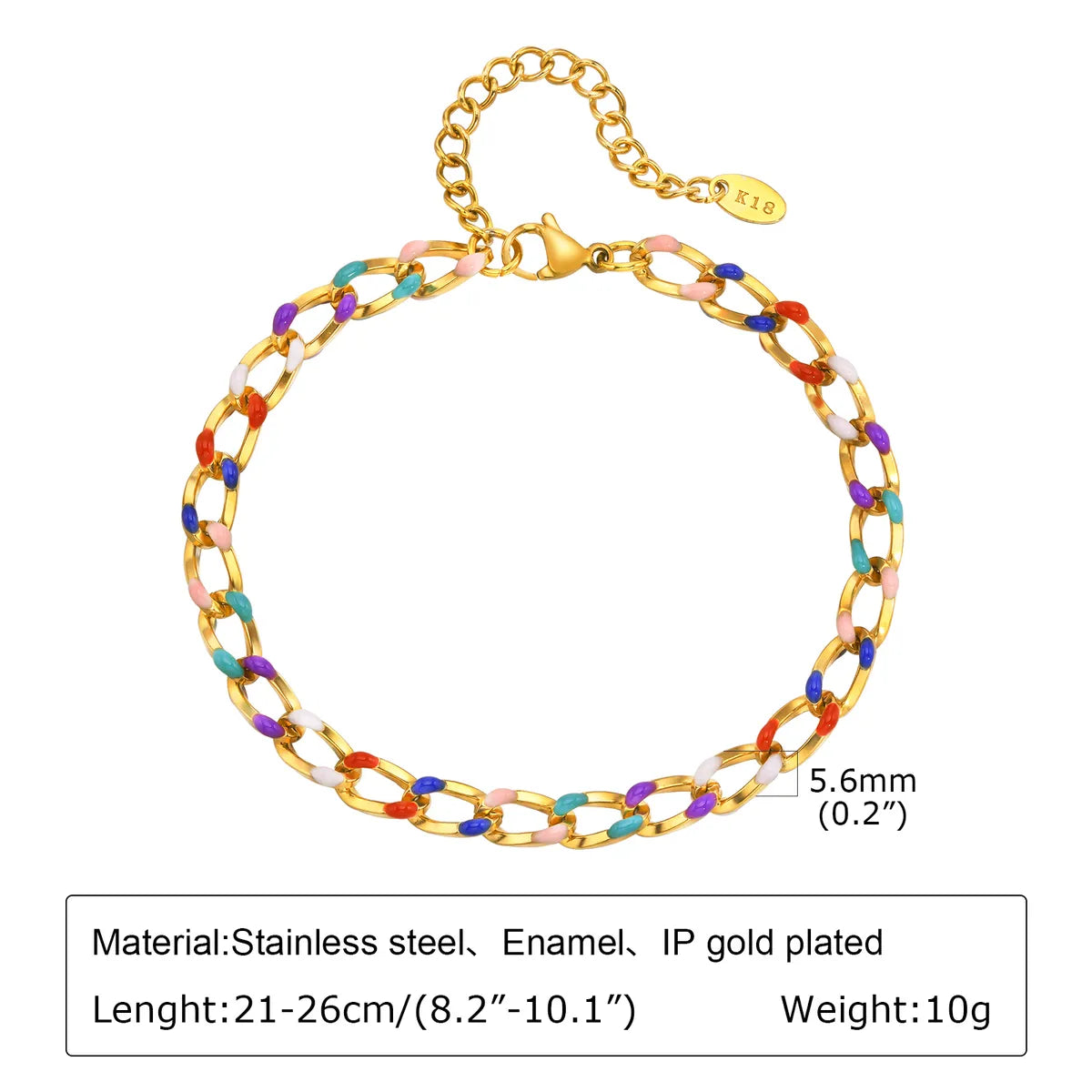 Wholesale Jewelry IG Style Hawaiian Vacation Colorful 201 Stainless Steel 18K Gold Plated Epoxy Anklet