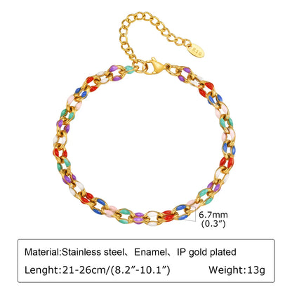 Wholesale Jewelry IG Style Hawaiian Vacation Colorful 201 Stainless Steel 18K Gold Plated Epoxy Anklet