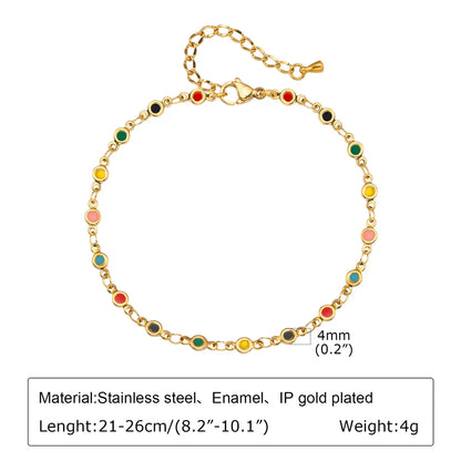 Wholesale Jewelry IG Style Hawaiian Vacation Colorful 201 Stainless Steel 18K Gold Plated Epoxy Anklet