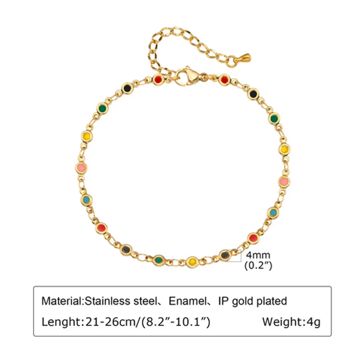 Wholesale Jewelry IG Style Hawaiian Vacation Colorful 201 Stainless Steel 18K Gold Plated Epoxy Anklet