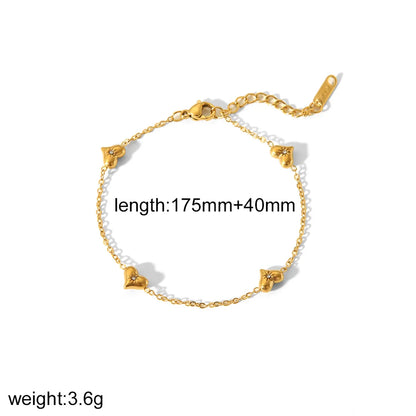 Wholesale Jewelry IG Style Heart Shape 304 Stainless Steel Zircon 18K Gold Plated Plating Inlay Bracelets Necklace