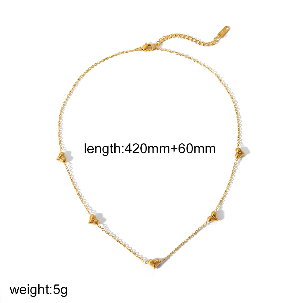 Wholesale Jewelry IG Style Heart Shape 304 Stainless Steel Zircon 18K Gold Plated Plating Inlay Bracelets Necklace