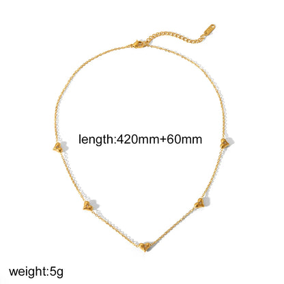 Wholesale Jewelry IG Style Heart Shape 304 Stainless Steel Zircon 18K Gold Plated Plating Inlay Bracelets Necklace