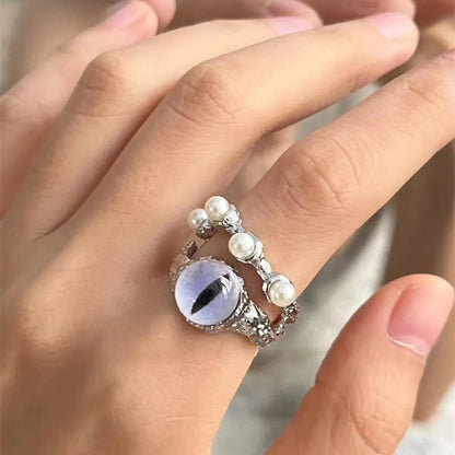 Wholesale Jewelry Ig Style Hip-hop Eye Alloy Opal Pearl Plating Inlay Open Ring