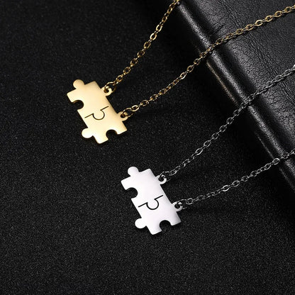 Wholesale Jewelry IG Style Hip-Hop Jigsaw 304 Stainless Steel Pendant Necklace