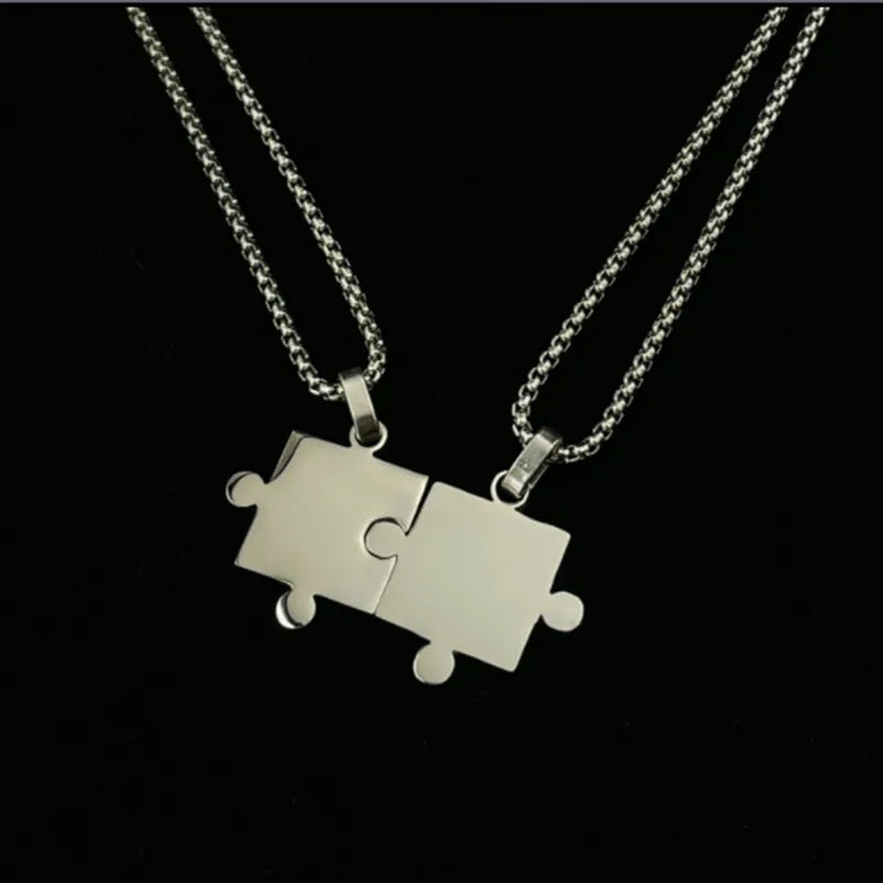 Wholesale Jewelry IG Style Hip-Hop Jigsaw 304 Stainless Steel Pendant Necklace