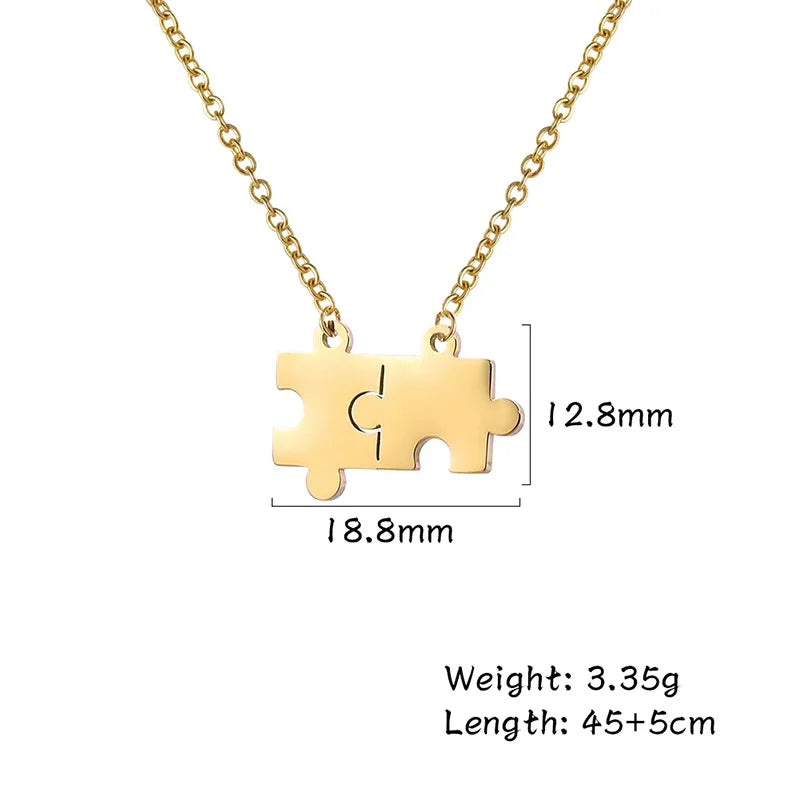 Wholesale Jewelry IG Style Hip-Hop Jigsaw 304 Stainless Steel Pendant Necklace