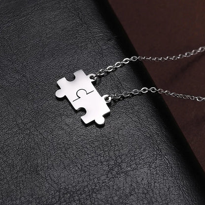 Wholesale Jewelry IG Style Hip-Hop Jigsaw 304 Stainless Steel Pendant Necklace