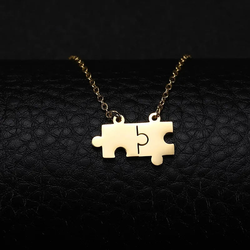 Wholesale Jewelry IG Style Hip-Hop Jigsaw 304 Stainless Steel Pendant Necklace