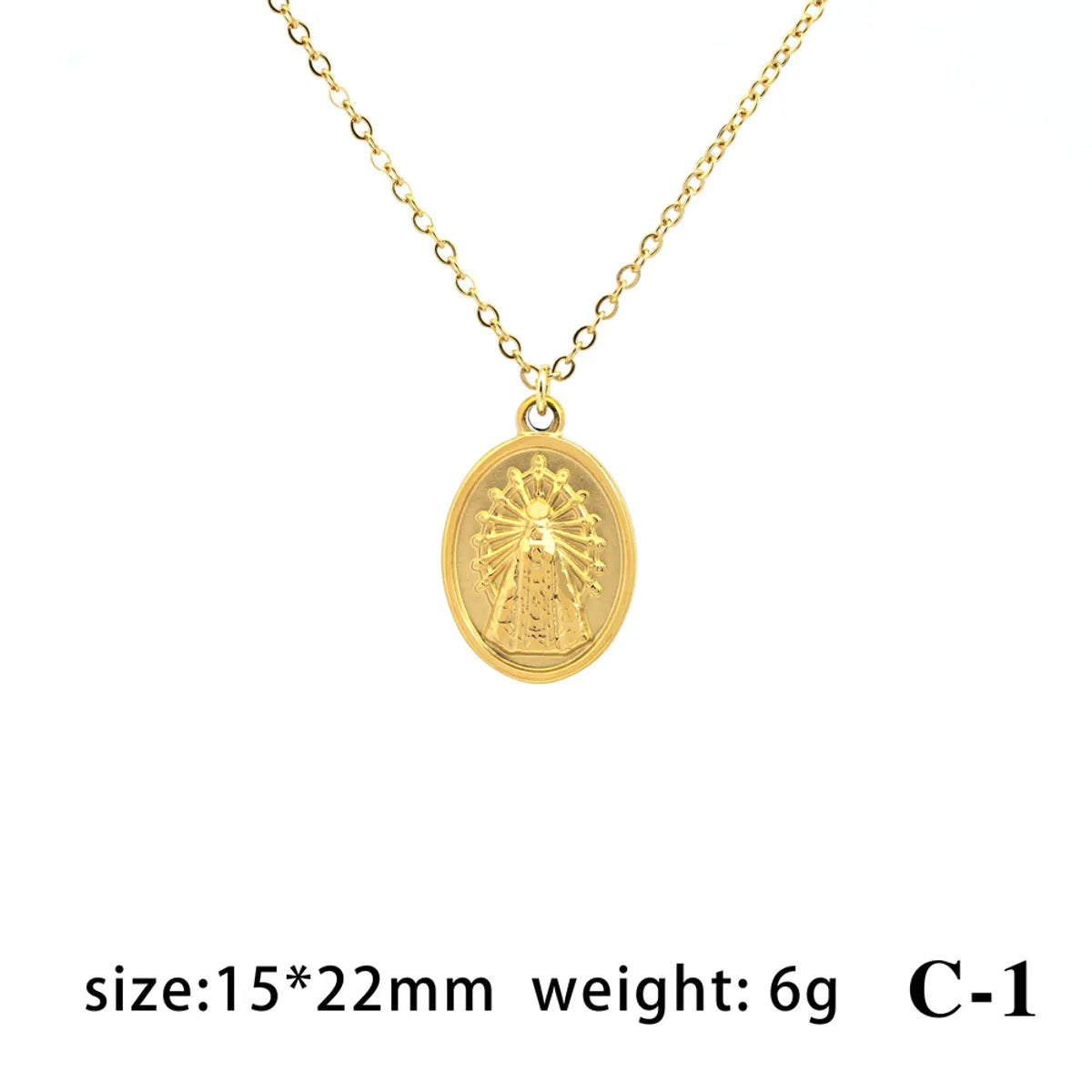 Wholesale Jewelry IG Style Hip-Hop Retro Portrait Letter 304 Stainless Steel 18K Gold Plated Polishing Pendant Necklace