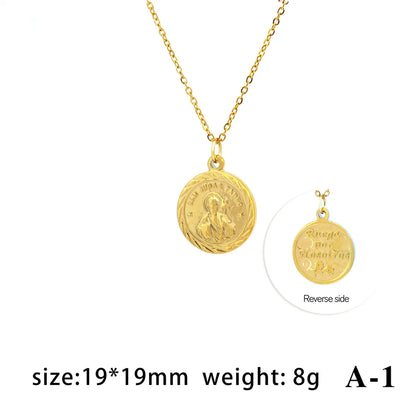 Wholesale Jewelry IG Style Hip-Hop Retro Portrait Letter 304 Stainless Steel 18K Gold Plated Polishing Pendant Necklace