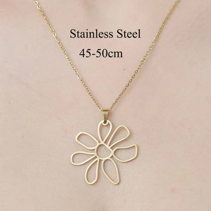 Wholesale Jewelry IG Style Ice Cream Planet Flower 201 Stainless Steel 18K Gold Plated Polishing Plating Pendant Necklace