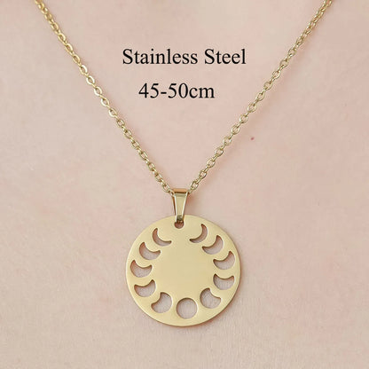 Wholesale Jewelry IG Style Ice Cream Planet Flower 201 Stainless Steel 18K Gold Plated Polishing Plating Pendant Necklace