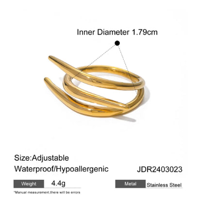 Wholesale Jewelry IG Style Irregular Solid Color 316 Stainless Steel  18K Gold Plated Plating Open Rings