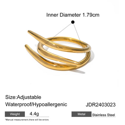 Wholesale Jewelry IG Style Irregular Solid Color 316 Stainless Steel  18K Gold Plated Plating Open Rings