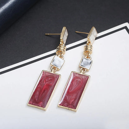 Wholesale Jewelry Ig Style Korean Style Rectangle Alloy Acrylic Enamel Inlay Drop Earrings