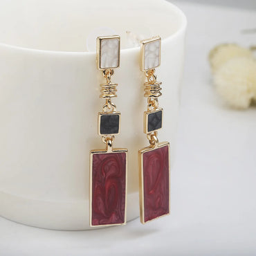 Wholesale Jewelry Ig Style Korean Style Rectangle Alloy Acrylic Enamel Inlay Drop Earrings