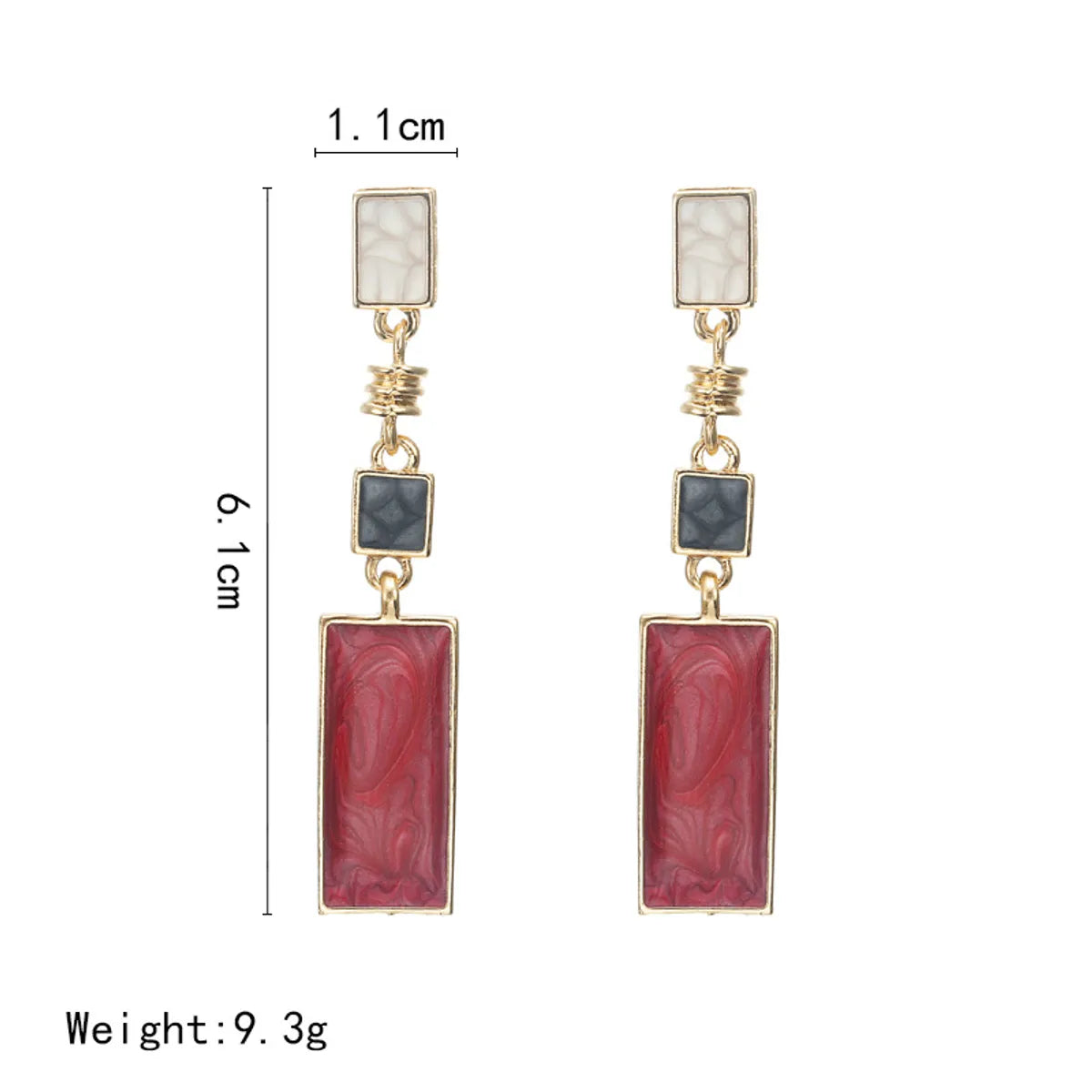 Wholesale Jewelry Ig Style Korean Style Rectangle Alloy Acrylic Enamel Inlay Drop Earrings