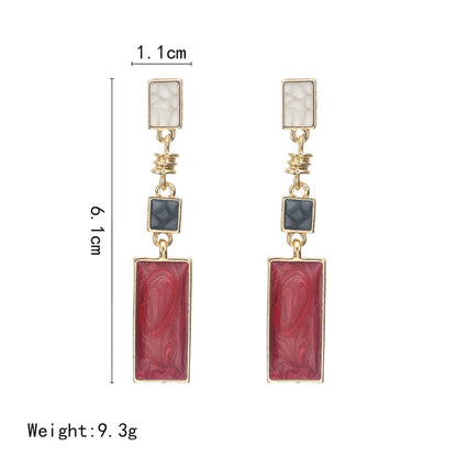 Wholesale Jewelry Ig Style Korean Style Rectangle Alloy Acrylic Enamel Inlay Drop Earrings