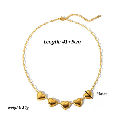 Wholesale Jewelry IG Style Lady Heart Shape 304 Stainless Steel 18K Gold Plated Polishing Plating Earrings Necklace