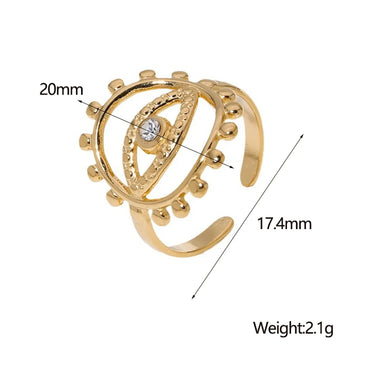 Wholesale Jewelry IG Style Modern Style Simple Style Eye 304 Stainless Steel Zircon 18K Gold Plated Hollow Out Inlay Open Rings