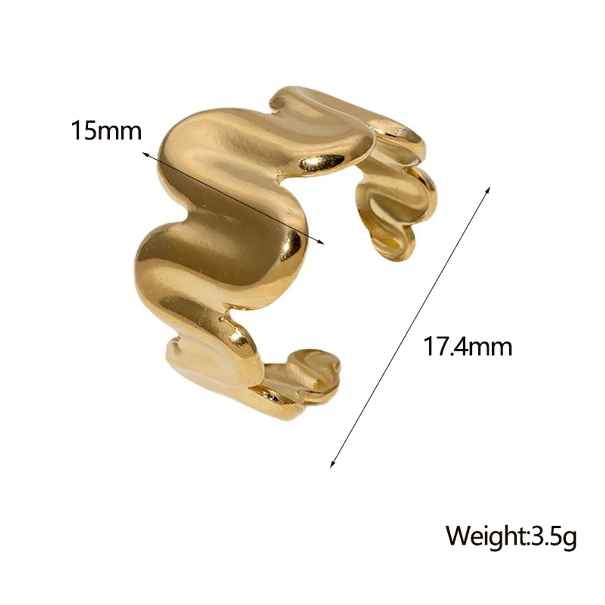 Wholesale Jewelry IG Style Modern Style Simple Style Irregular 304 Stainless Steel 18K Gold Plated Open Rings