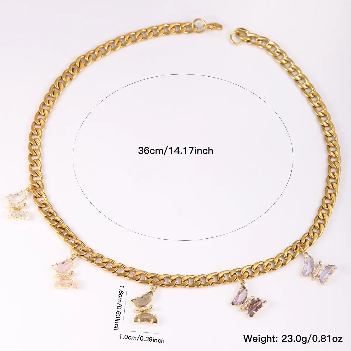 Wholesale Jewelry IG Style Nordic Style Shiny Butterfly 304 Stainless Steel Copper Zircon 18K Gold Plated Inlay Necklace