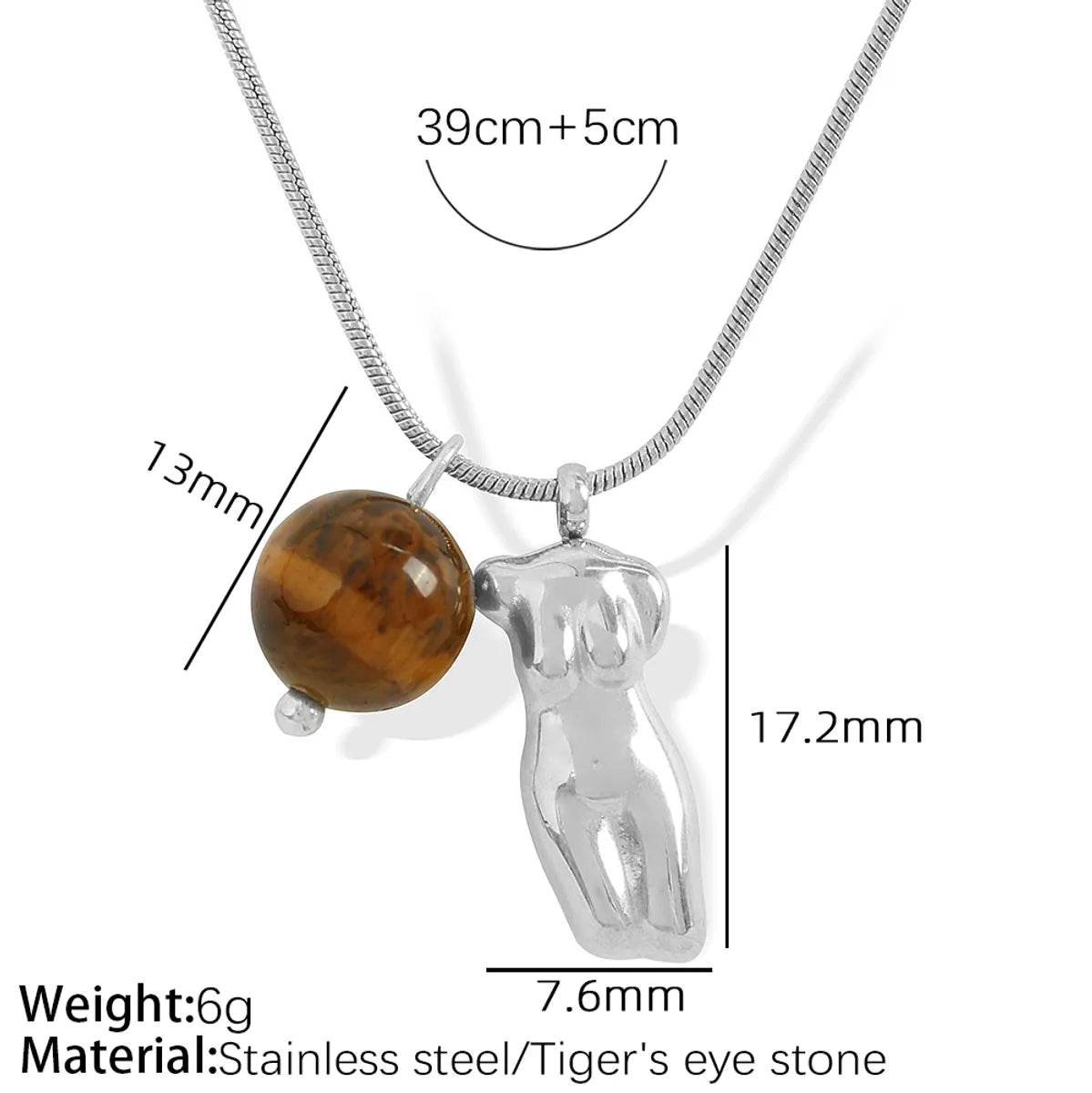 Wholesale Jewelry IG Style Novelty Human 304 Stainless Steel Opal Agate 18K Gold Plated Inlay Pendant Necklace