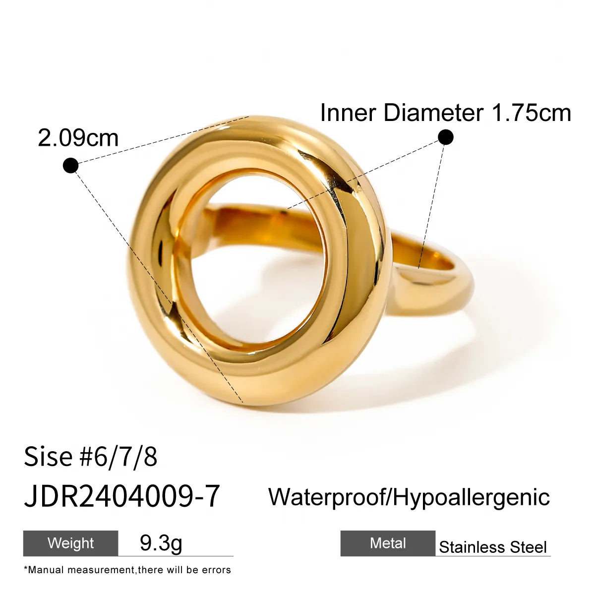 Wholesale Jewelry IG Style Round 304 Stainless Steel 18K Gold Plated Hollow Out Rings