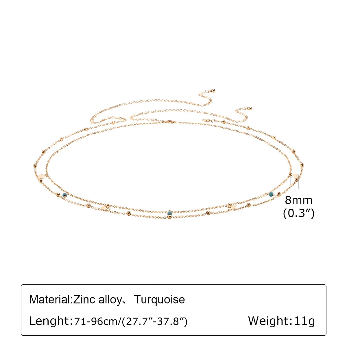 Wholesale Jewelry IG Style Round Butterfly Alloy Zircon 18K Gold Plated Rose Gold Plated Turquoise Inlay Waist Chain