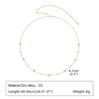 Wholesale Jewelry IG Style Round Butterfly Alloy Zircon 18K Gold Plated Rose Gold Plated Turquoise Inlay Waist Chain